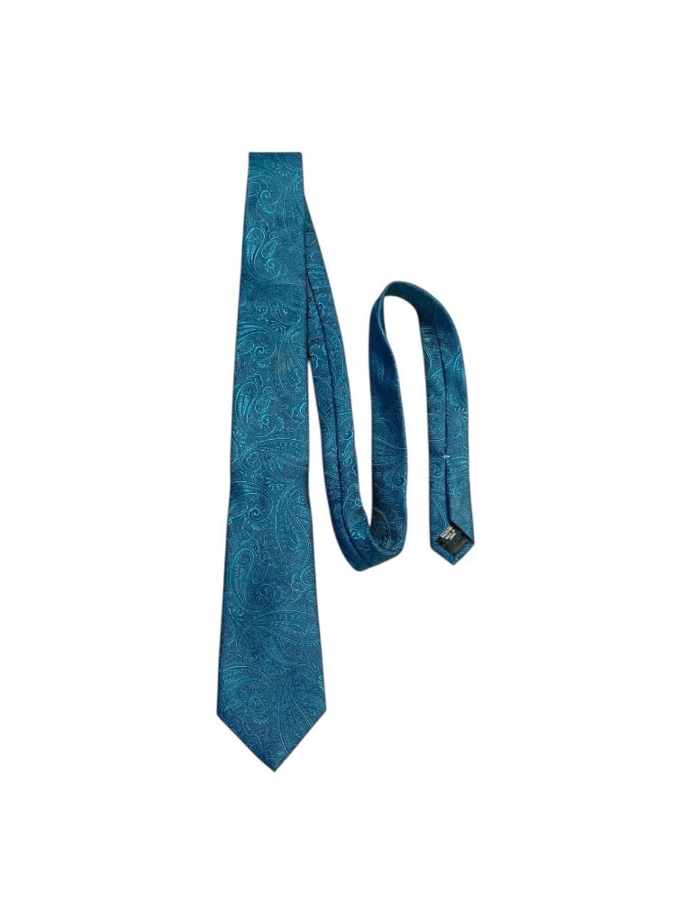 NWT Geoffrey Beene Teal Paisley Silk Tie Mens Necktie Crystal Paisley